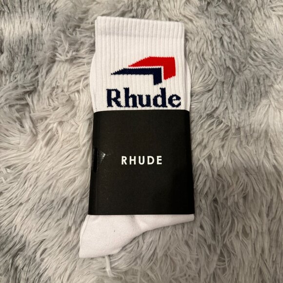 Rhude Red and Blue Arrow Logo Socks - Picture 1 of 3